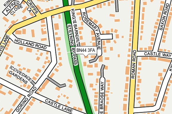 BN44 3FA map - OS OpenMap – Local (Ordnance Survey)