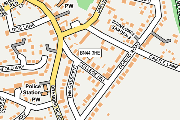 BN44 3HE map - OS OpenMap – Local (Ordnance Survey)