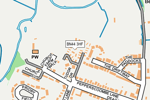 BN44 3HF map - OS OpenMap – Local (Ordnance Survey)