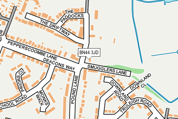 BN44 3JD map - OS OpenMap – Local (Ordnance Survey)