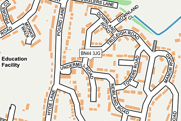 BN44 3JG map - OS OpenMap – Local (Ordnance Survey)