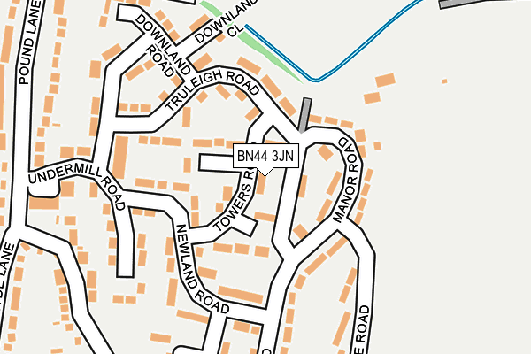 BN44 3JN map - OS OpenMap – Local (Ordnance Survey)