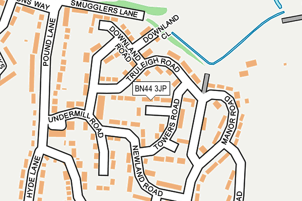 BN44 3JP map - OS OpenMap – Local (Ordnance Survey)