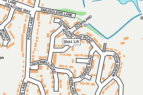 BN44 3JR map - OS OpenMap – Local (Ordnance Survey)