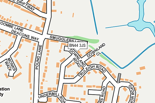 BN44 3JS map - OS OpenMap – Local (Ordnance Survey)