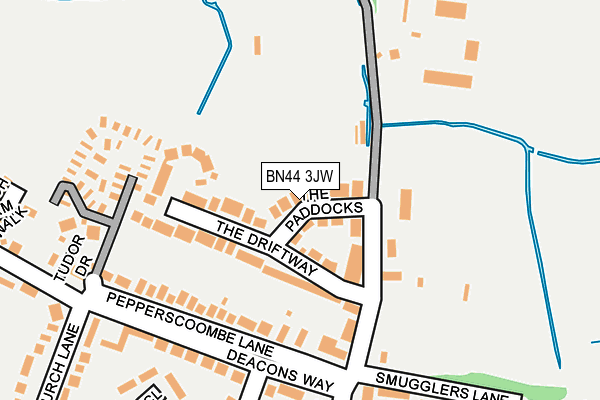 BN44 3JW map - OS OpenMap – Local (Ordnance Survey)