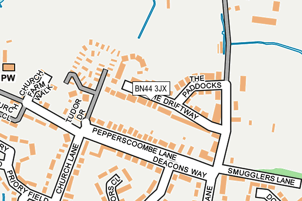 BN44 3JX map - OS OpenMap – Local (Ordnance Survey)