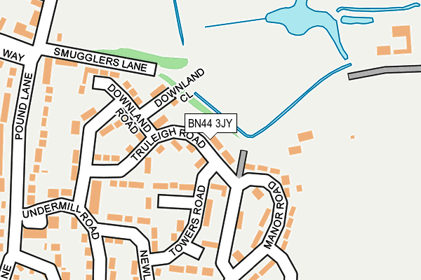 BN44 3JY map - OS OpenMap – Local (Ordnance Survey)