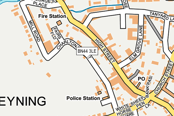 BN44 3LE map - OS OpenMap – Local (Ordnance Survey)