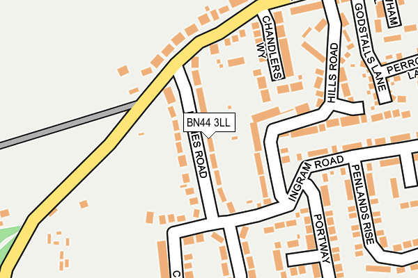 BN44 3LL map - OS OpenMap – Local (Ordnance Survey)