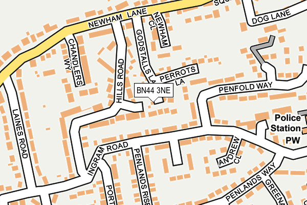 BN44 3NE map - OS OpenMap – Local (Ordnance Survey)