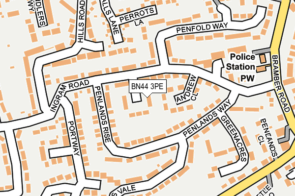 BN44 3PE map - OS OpenMap – Local (Ordnance Survey)