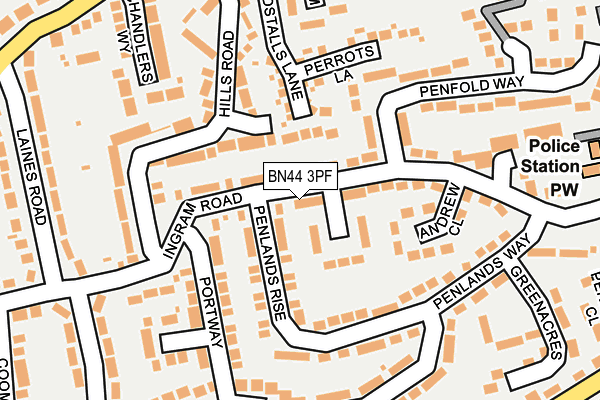 BN44 3PF map - OS OpenMap – Local (Ordnance Survey)