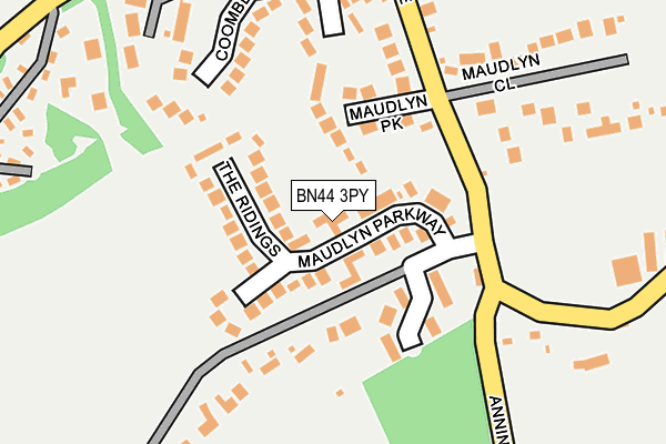 BN44 3PY map - OS OpenMap – Local (Ordnance Survey)
