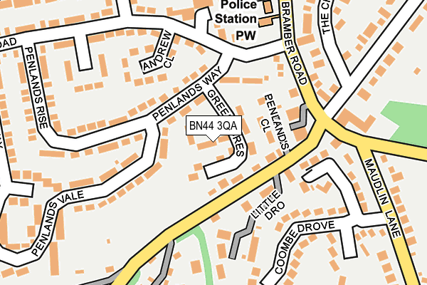 BN44 3QA map - OS OpenMap – Local (Ordnance Survey)