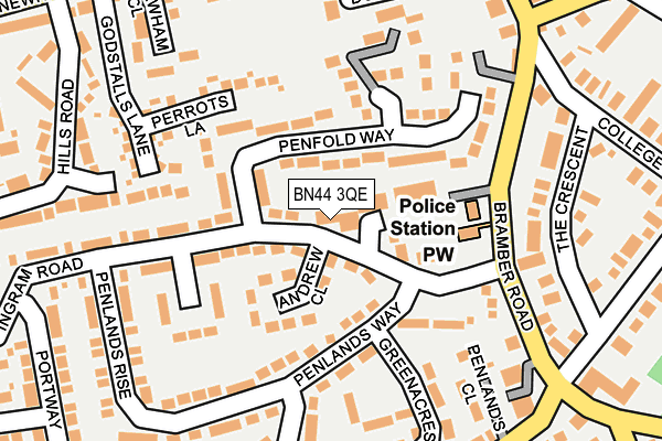 BN44 3QE map - OS OpenMap – Local (Ordnance Survey)