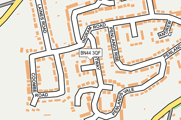 BN44 3QF map - OS OpenMap – Local (Ordnance Survey)
