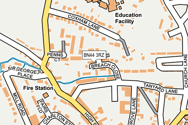 BN44 3RZ map - OS OpenMap – Local (Ordnance Survey)