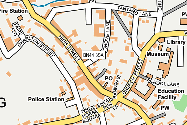 BN44 3SA map - OS OpenMap – Local (Ordnance Survey)