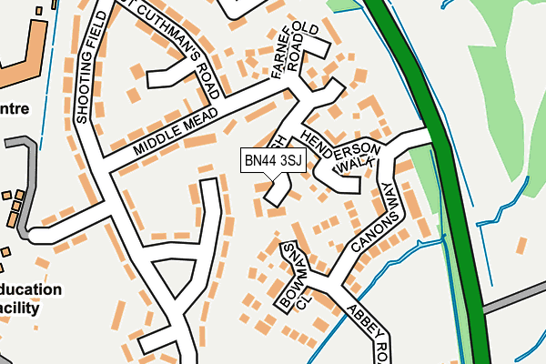 BN44 3SJ map - OS OpenMap – Local (Ordnance Survey)