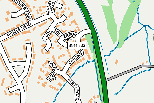 BN44 3SS map - OS OpenMap – Local (Ordnance Survey)