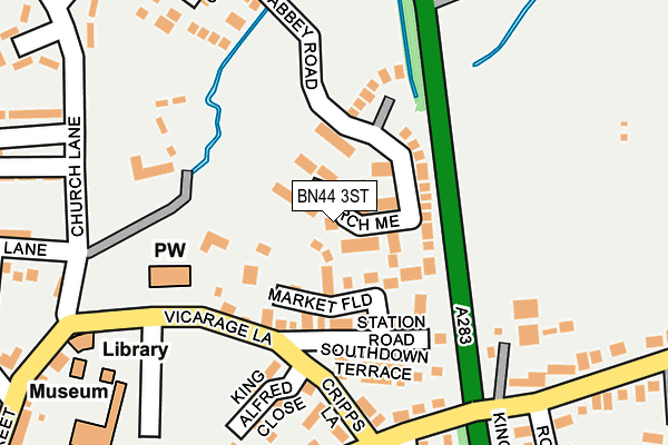 BN44 3ST map - OS OpenMap – Local (Ordnance Survey)