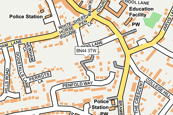 BN44 3TW map - OS OpenMap – Local (Ordnance Survey)