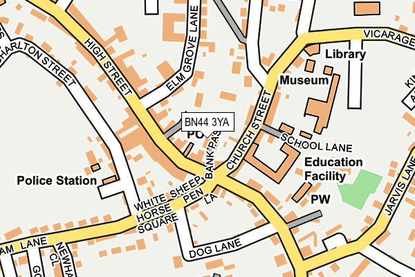 BN44 3YA map - OS OpenMap – Local (Ordnance Survey)