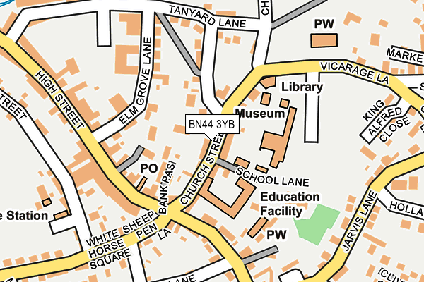 BN44 3YB map - OS OpenMap – Local (Ordnance Survey)