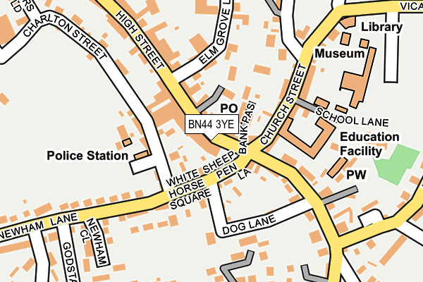 BN44 3YE map - OS OpenMap – Local (Ordnance Survey)