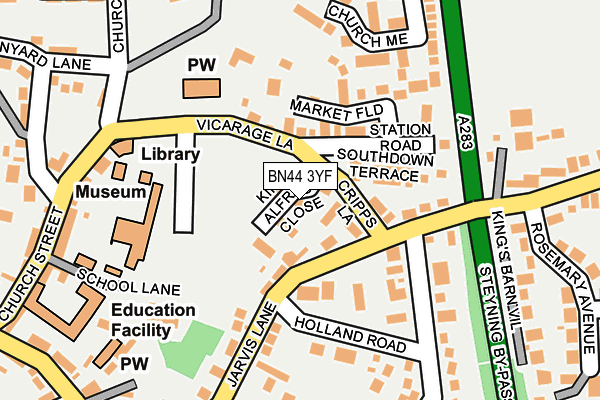 BN44 3YF map - OS OpenMap – Local (Ordnance Survey)
