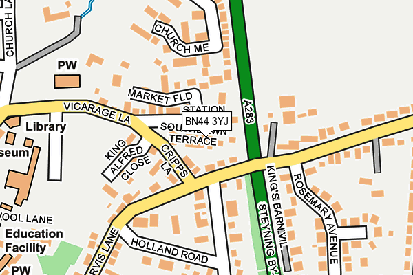 BN44 3YJ map - OS OpenMap – Local (Ordnance Survey)