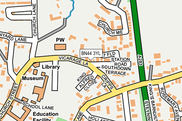 BN44 3YL map - OS OpenMap – Local (Ordnance Survey)