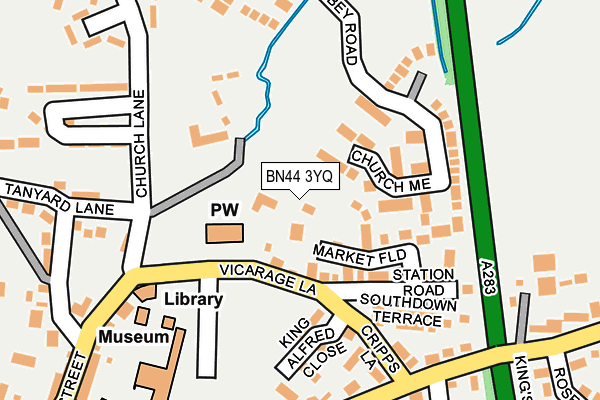 BN44 3YQ map - OS OpenMap – Local (Ordnance Survey)