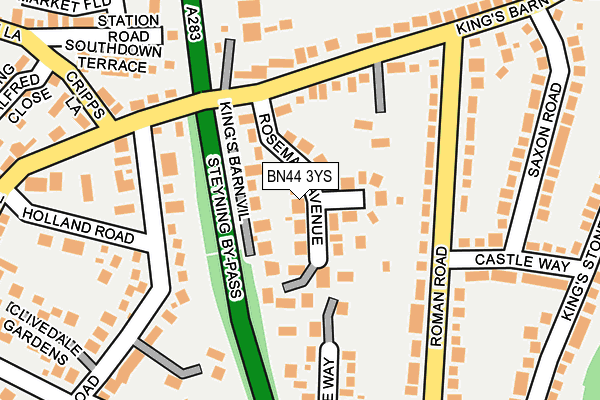 BN44 3YS map - OS OpenMap – Local (Ordnance Survey)