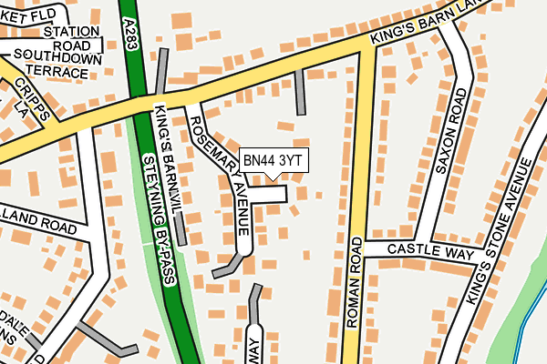 BN44 3YT map - OS OpenMap – Local (Ordnance Survey)