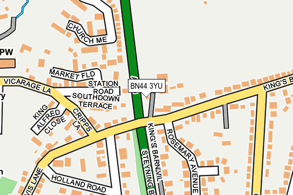 BN44 3YU map - OS OpenMap – Local (Ordnance Survey)