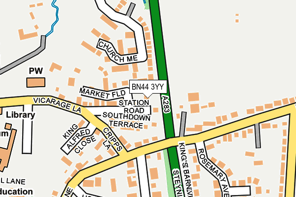 BN44 3YY map - OS OpenMap – Local (Ordnance Survey)