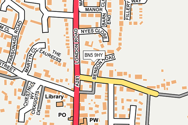 BN5 9HY map - OS OpenMap – Local (Ordnance Survey)