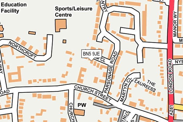 BN5 9JE map - OS OpenMap – Local (Ordnance Survey)