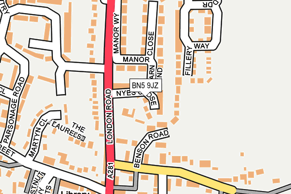 BN5 9JZ map - OS OpenMap – Local (Ordnance Survey)