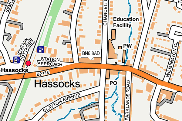 BN6 8AD map - OS OpenMap – Local (Ordnance Survey)