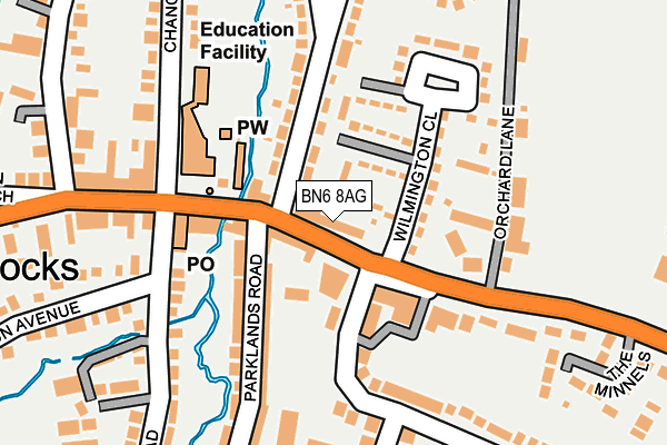 BN6 8AG map - OS OpenMap – Local (Ordnance Survey)