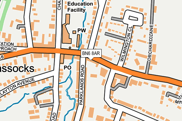 BN6 8AR map - OS OpenMap – Local (Ordnance Survey)