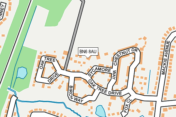 BN6 8AU map - OS OpenMap – Local (Ordnance Survey)