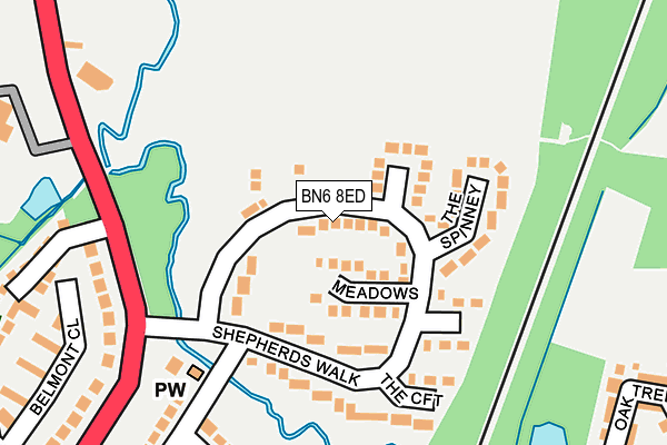 BN6 8ED map - OS OpenMap – Local (Ordnance Survey)