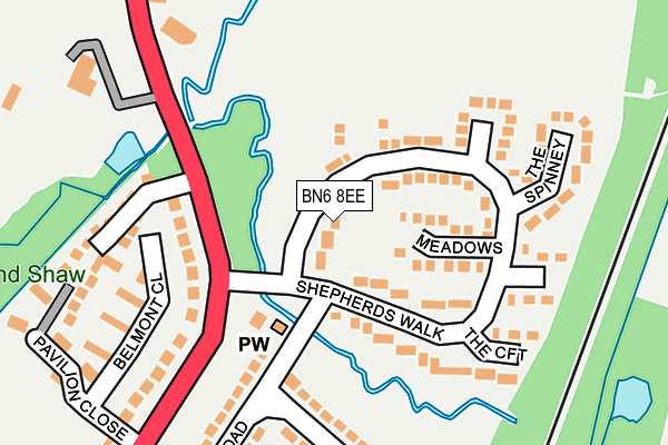 BN6 8EE map - OS OpenMap – Local (Ordnance Survey)