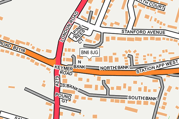 BN6 8JG map - OS OpenMap – Local (Ordnance Survey)