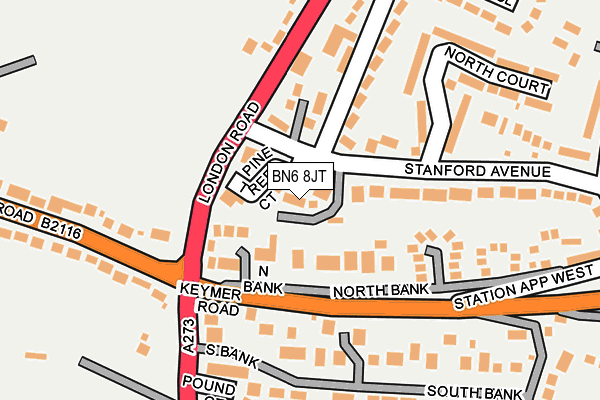 BN6 8JT map - OS OpenMap – Local (Ordnance Survey)