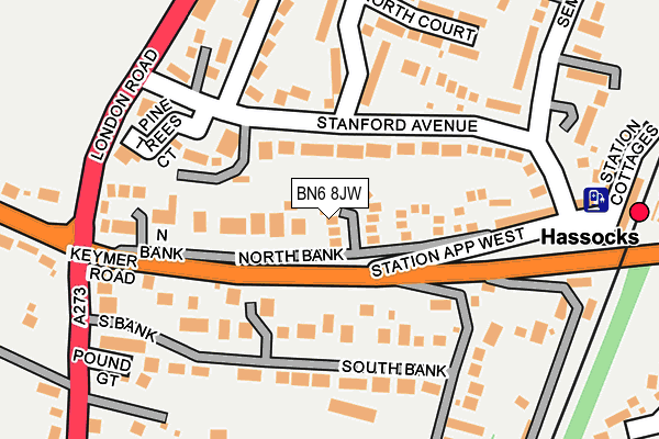 BN6 8JW map - OS OpenMap – Local (Ordnance Survey)